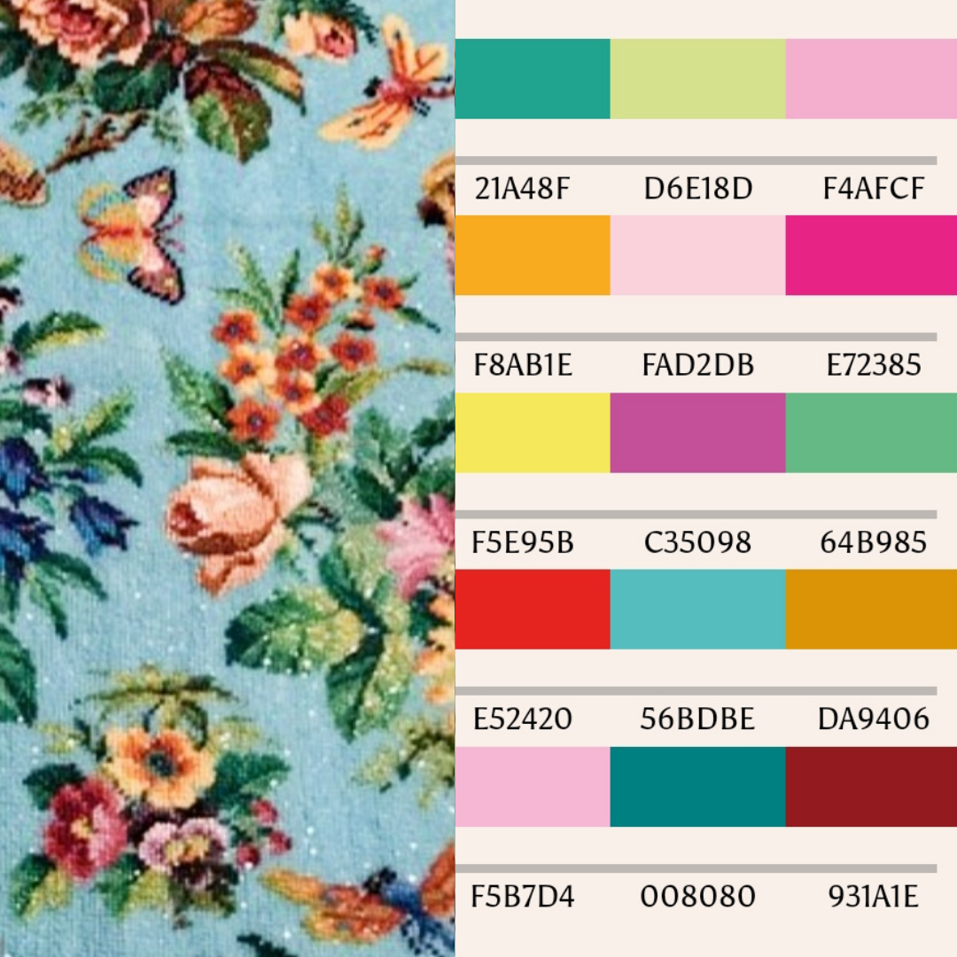 Peranakan Colors ~ vibrant palettes with hex codes