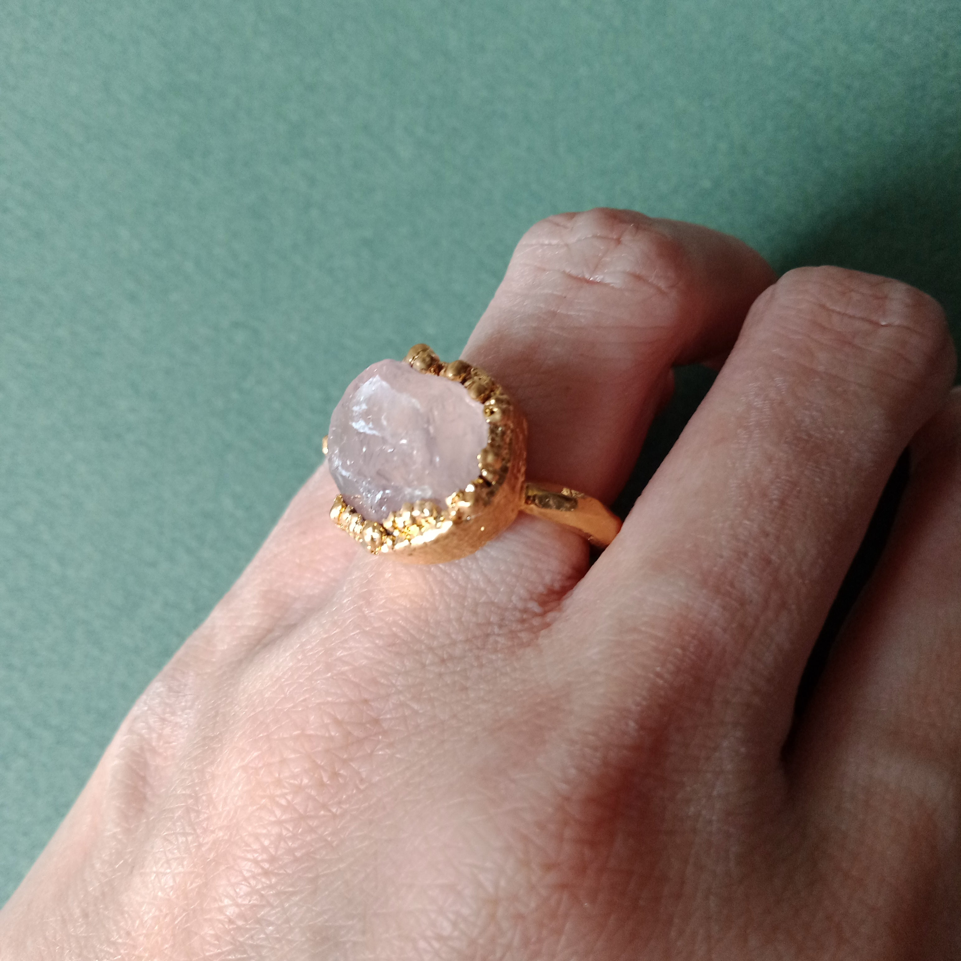 Rose quartz raw deals ring