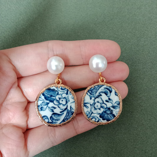Portuguese azulejos porcelain earrings