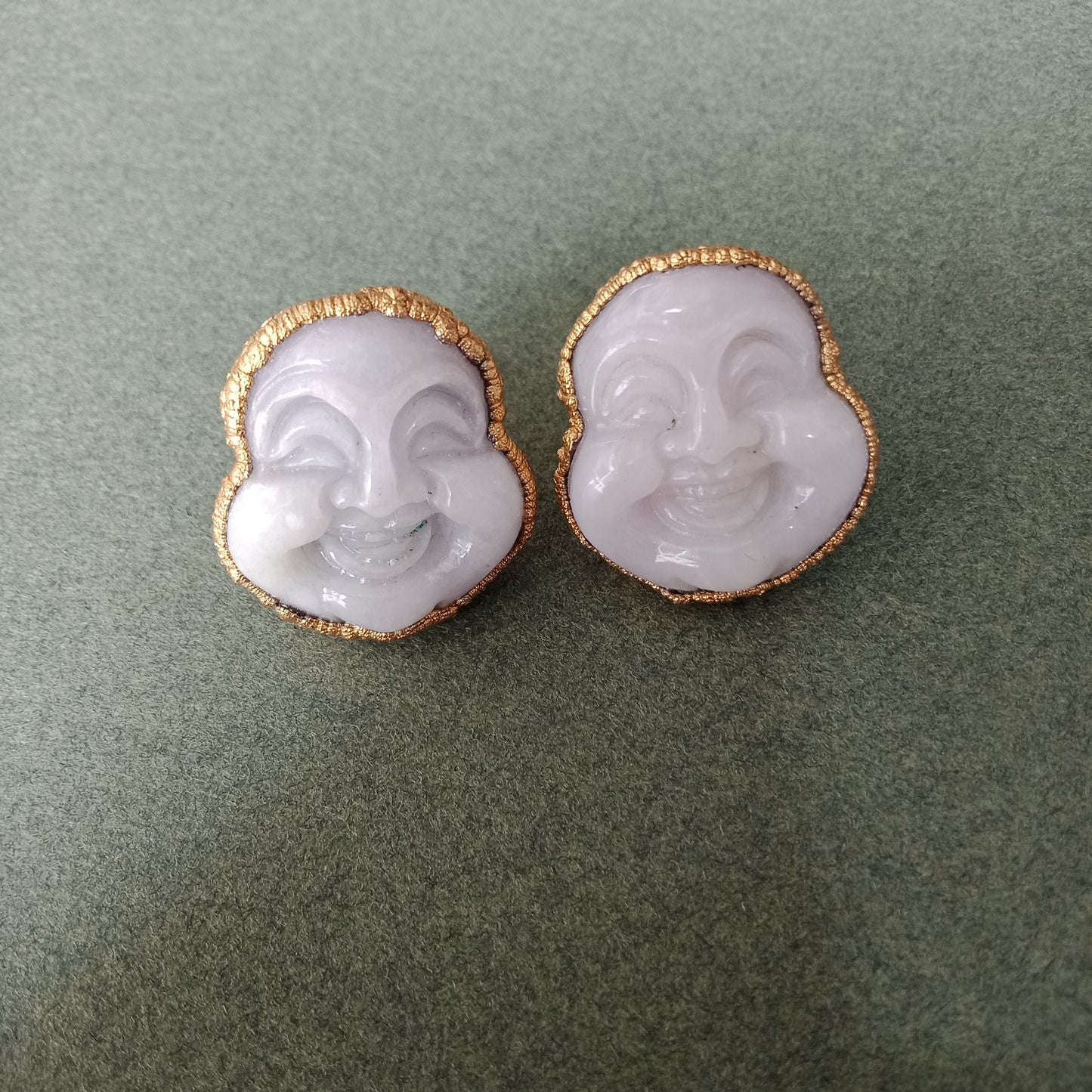Laughing buddha jade stud earrings