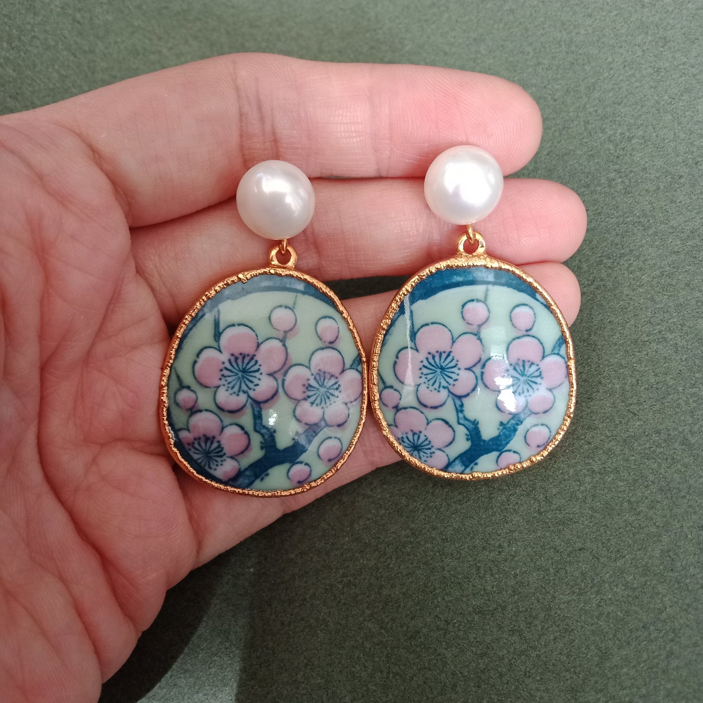 Cherry blossom porcelain earrings