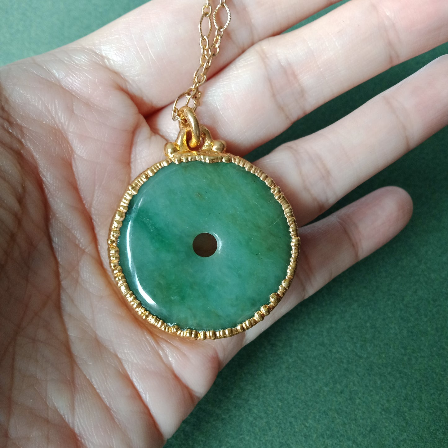 Flower jade bi textured pendant