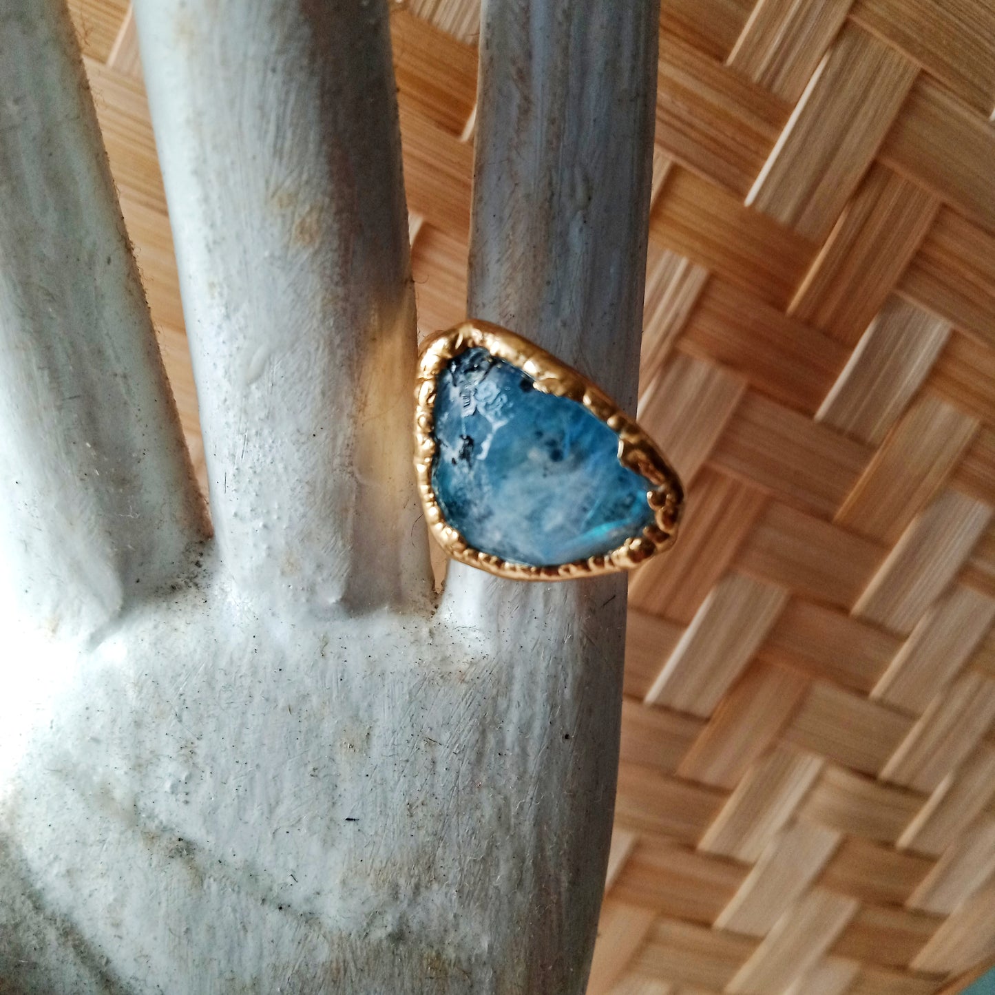 Natural blue moonstone ring