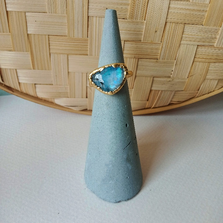 Nature Inspired Moonstone Ring Rainbow Blue Moonstone Engagement Ring –  PENFINE