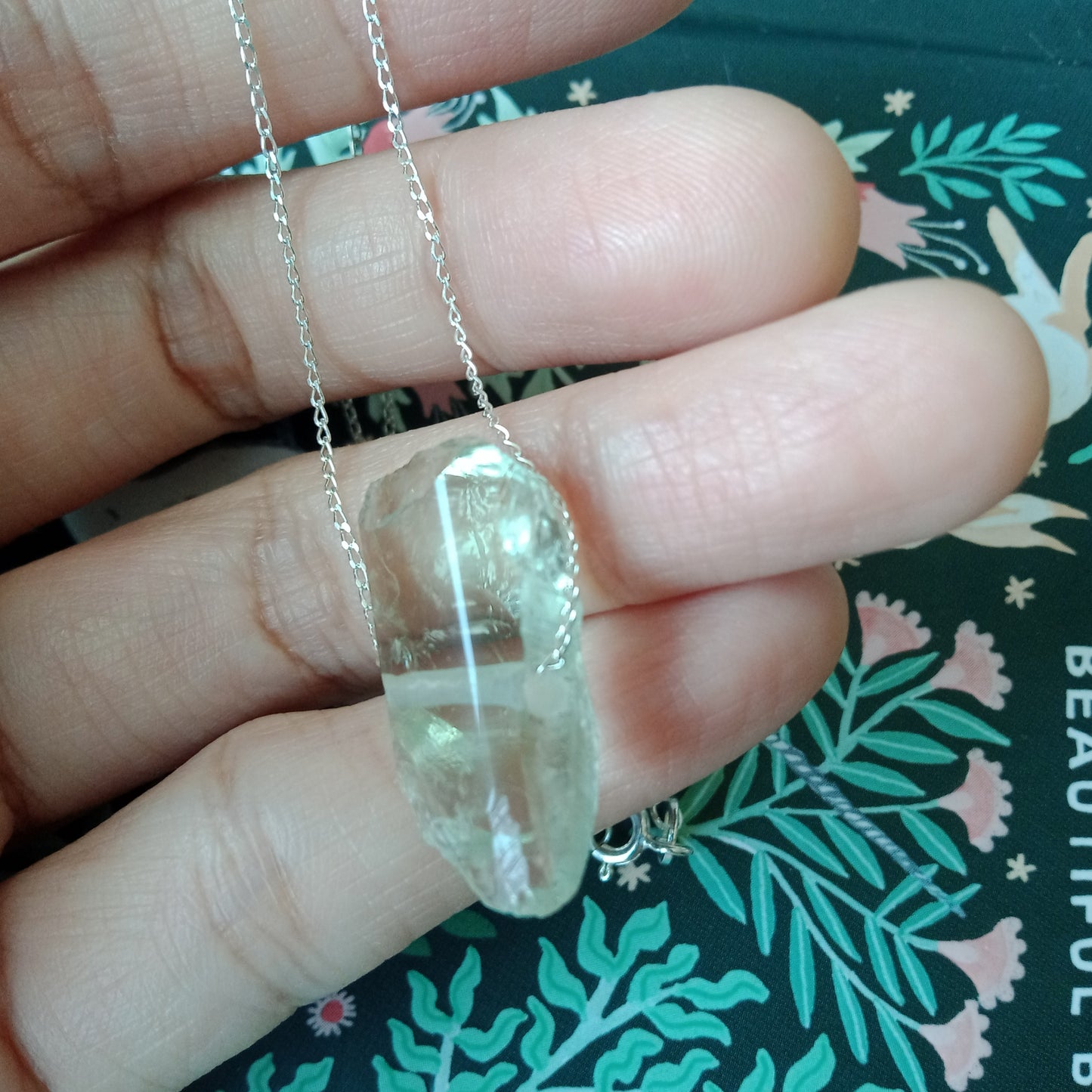 Prasiolite green amethyst sterling silver necklace