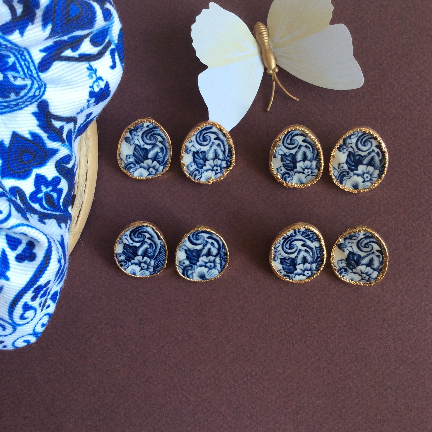 Azulejos porcelain stud earrings