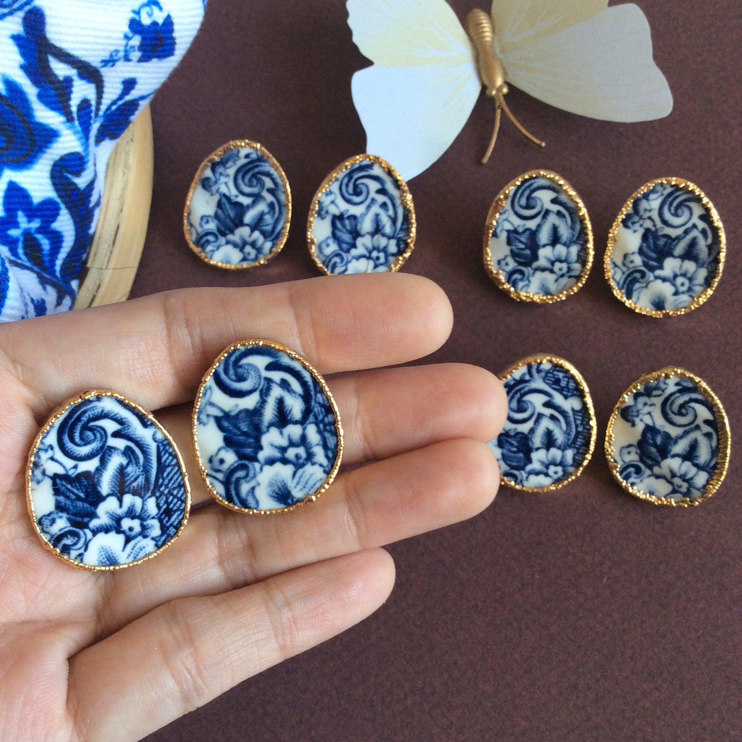 Azulejos porcelain stud earrings