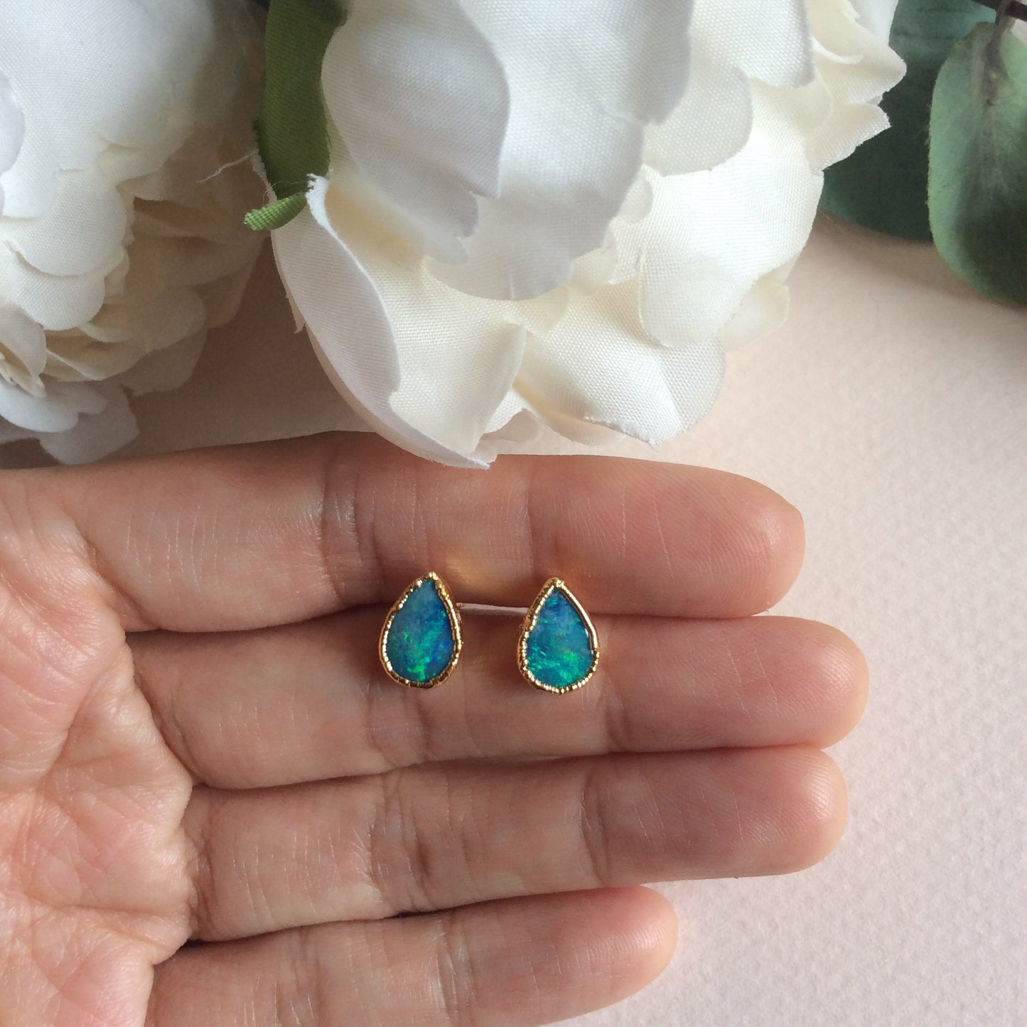Natural opal stud earrings