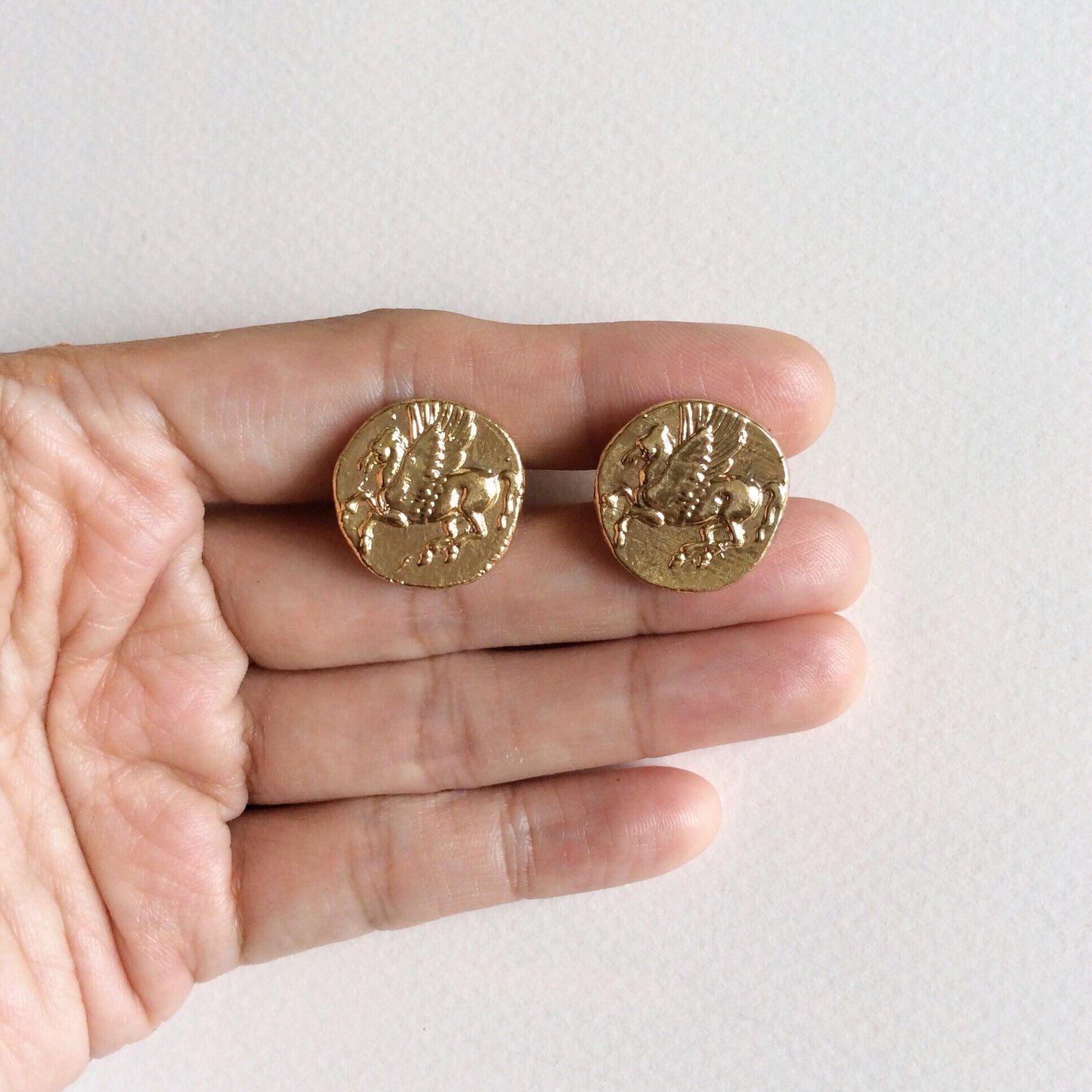 Pegasus coin stud earrings